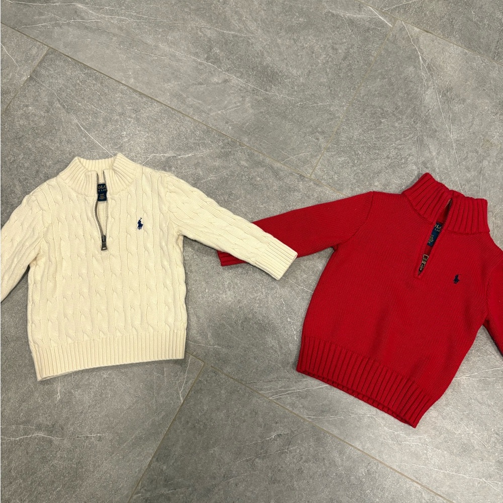 Ralph Lauren Cream and Red 2T Sweaters
